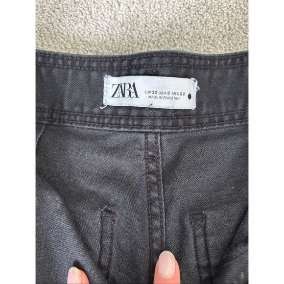 ZARA marine barrel leg black high waist jeans, Sz 0, $99 F39 - Picture 6 of 11